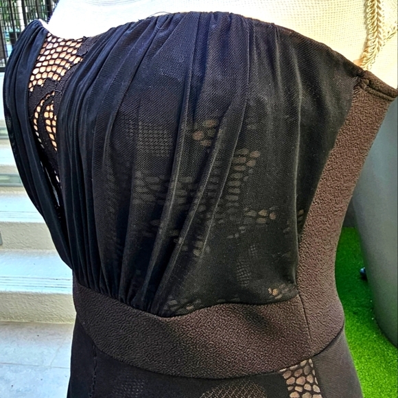 Shop WTD ✦ Strapless Lace Mini Dress ✦ Nude Lining w/ Chiffon Overlay & High-Low - Picture 5 of 17